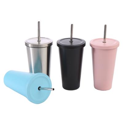 China 2021 Business Hot Sale School Gym Recycled Plastic Water Cup Bottles Plastic Water Bottle Drinks Cup With Water Straw Bottle for sale