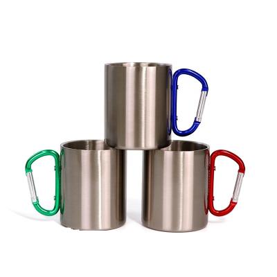 China Portable Sublimation Stainless Steel Travel Coffee Mugs with Carabiner Handles for Outdoor Sports Camping Hiking Climbing for sale