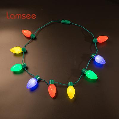 China Light Toys 2022 Party Suppliers LED Necklace Light Flashing Bulbs For Adults Kids Christmas Lights Christmas LED Necklace for sale