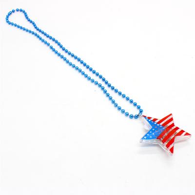 China Light Toys Wholesale Custom Bead Light Flag Necklace July 4th Led Necklace for sale