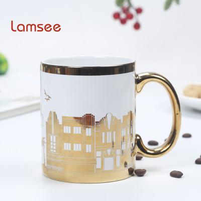 China LUXURY Ceramic Mug European MIAMI GOLDEN SHINNY COLORFUL Bone Coffee Mug SHINNY Afternoon Fine Paintable Tea Cups for sale