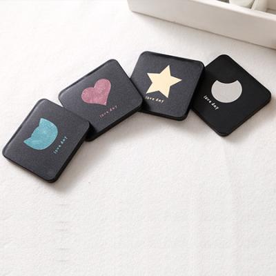 China Pocket Mirror Mini Square Makeup Mirror Double Sided Mirror Travel Accessories Christmas Gift Folding Leather Pocket Mirror for sale