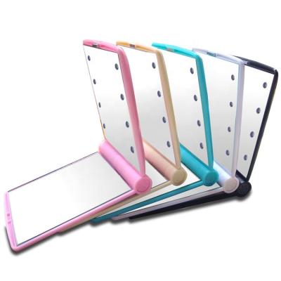 China Custom Logo Vanity Mirror Lighted, Pocket Makeup Mirror with 8 LED Lights for sale