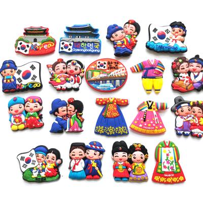 China Souvenir Fridge Stick Building Hanbok PVC Fridge Magnet Eco-Friendly Korean Characteristic Tourists Sticker With Hand Gift for sale