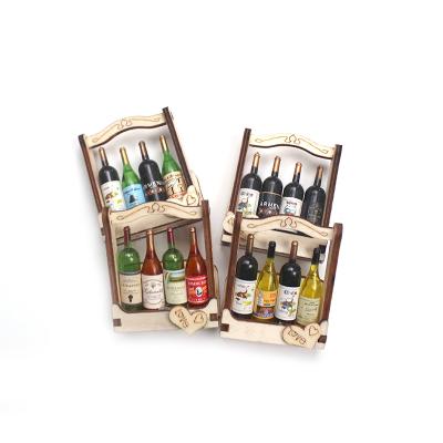 China 2020 Eco-Friendly Mini Wine Bottle Rack Prop Cheap Magnetic Fridge Magnets Beautiful Wooden 3D Fridge Stickers for sale