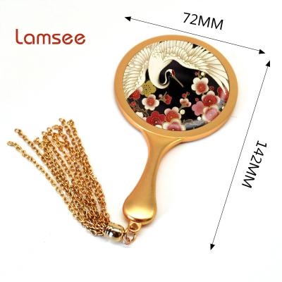 China Custom Simple Style Pocket Mirror Girl's Gift Metal Hand Held Makeup Mirror With Logo for sale