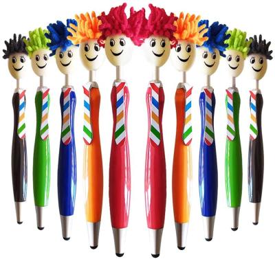 China Promotional Pen Plastic Doll Head Mop Top Stylus Pen for Promotion for sale