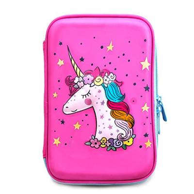 China Style Dirt-resistant Waterproof Shockproof Unicorn Embossed Hardtop Functional Cute EVA Pencil Case For Pressureproof/ Cartoon Gifts for sale