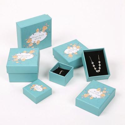 China Factory Wholesale Recyclable Blue Square Jewelry Box Small Square Gift Bracelet Paper Box Factory for sale