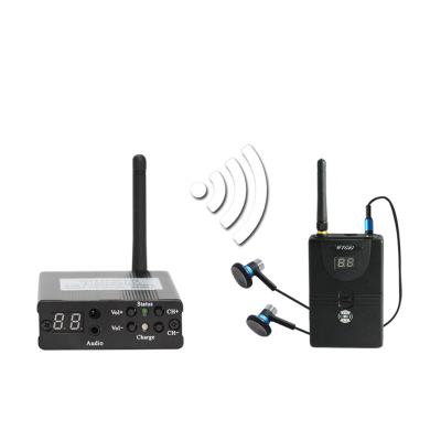 China 2.4GHz wireless in-ear monitor system, super long distance radio in ear monitor (1 transmitter and 1 receiver) WT-02P for sale