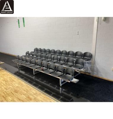 China Aluminum Alloy 6061-T6 Standard 3 Tiers 14' Black Seating Tilt And Roll Movable Aluminum Bleachers For Sale for sale