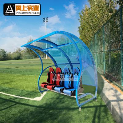 China 6061/T6 Alloy Soccer Team Dugouts Player Shelter Portable Football Substitute Aluminum Bench With Packing Seats for sale