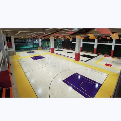 China Outdoor Wooden Floor Anti-slip Sports Basketball Court Wooden Flooring For Badminton Court for sale