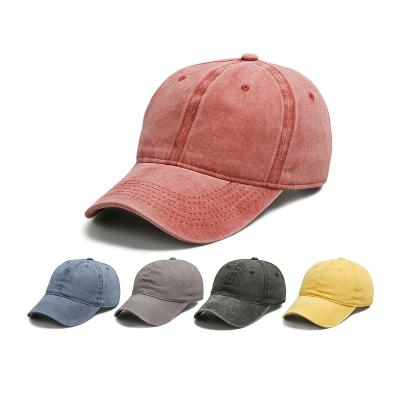 China OEM Wholesale 6 Panel COMMON Plain Unstructured White Washed Denim Baseball Distressed Logo Custom Dad Hat for sale