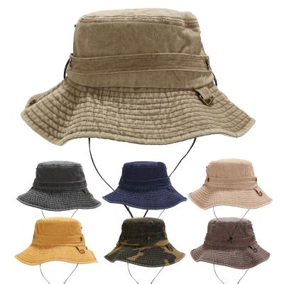 China Custom Wholesale Orange Cotton Character Cotton Blank Wide Brim Folding Plain Bucket Sun Ladies Women Fishing Hat for sale