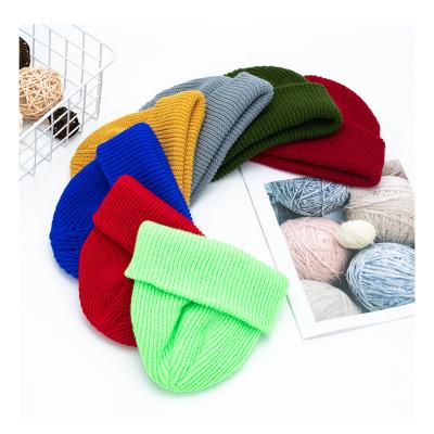 China COMMON Wholesale Women Autumn Winter Solid Color Beanie Cheap Knitted Empty Slouch Hat for sale