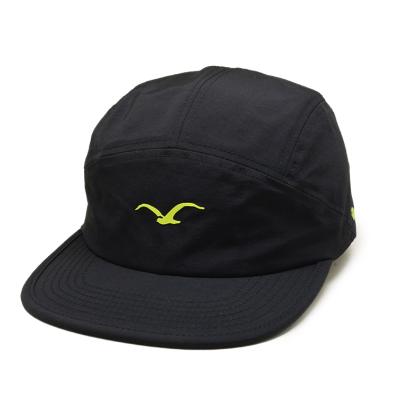 China JOINT New Design Working Increasing Logo Black Flat Bill Brim Customized Printed 5 Panel Camp Hat for sale