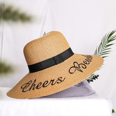 China Women's Summer Custom Made Women's Straw Beach Decorative Hat Comfortable Wholesale Oversized Lady Girls Sun Hat for sale