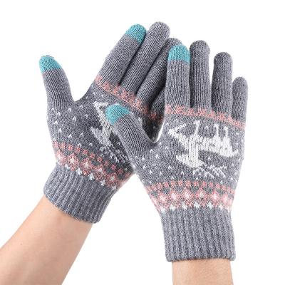 China Wholesale Winter Holiday Warm Knitted Acrylic Gloves Outdoor Decoration and Fashionable Touch Screen Cotton Non-slip for sale