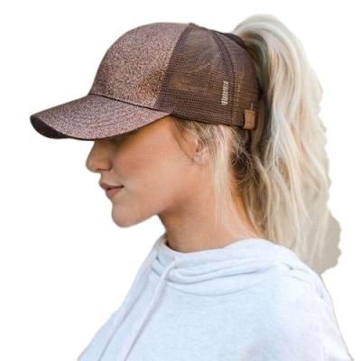 China breathable & Sports Mesh Hats Baseball Cap Summer Waterproof Wholesale Custom Women's Glitter Ponytail Hats for sale