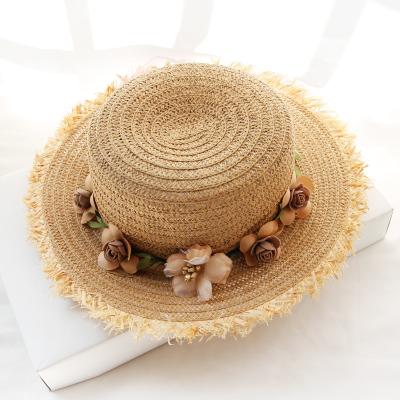 China New Arrival Striped Fashionable Ladies Sun Protection Outdoor Beach Folding Cheap Straw Hat for sale