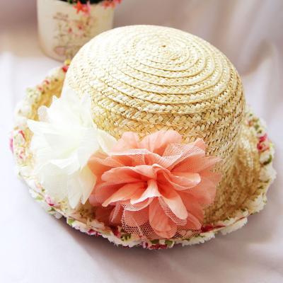 China Wholesale striped outdoor beach woven parent-child straw hat lady sunshade straw wrap beach hat for sale