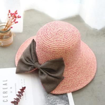 China Wholesale Personality Striped Outdoor Straw Hat Bowknot Hat Bowknot Sunblock Lovely Soft Summer Spot Hat for sale