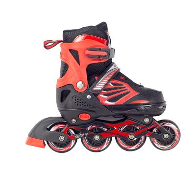 China High Quality Durable PU And nMesh Fabric Full Light Up Straight Row Roller Wheels Skates Kids Outdoor Shoes for sale