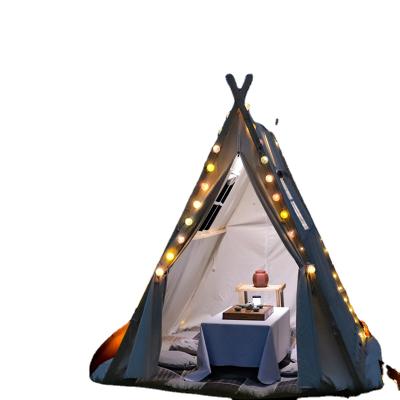 China Straight tie type Bell tent beige color 4 season cotton canvas waterproof large family camp hunting wall tent dining four season tent 10 PCS for sale