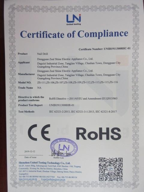 RoHS - Dongguan Zeal Shine Electric Appliance Co., Ltd.