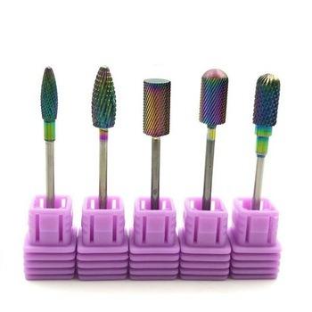 China Strong To Polish Colored Carbide Nail Tungsten Alloy Nail Drill Bit Head Electric Nail Grinding Drill for sale