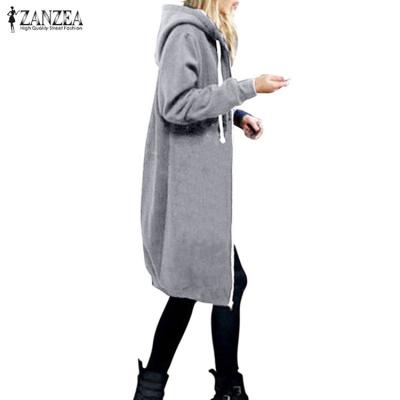 China 2021 Polyester Women's Hooded Long Casual Adult Winter Breathable Sweatshirt Coats for sale