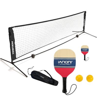 China Portable Pickleball Pickle Ball Net and Rackets Portable Pickleball Wooden Pickleball Racket Paddle Net Bag Rigged Balls Net for sale