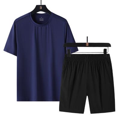 China Plus Size Breathable Casual Mens Nylon Tracksuit Short Set Summer 2 Piece T-Shirt And Shorts Set Men for sale