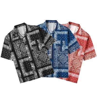 China Multicolor Anti-wrinkle Fashion Printed Polyester Short Sleeve Mens Vintage Hawaiian Shirts for sale