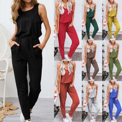 China Women 2020 sleeveless casual simple shades of one-piece overalls summer fitness lady waterproof streetwear clothing for sale