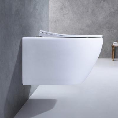 China China Factory WC Ceramic Rimless Hidden Tank Rimless Wall Hung Toilet Bowl With Tankless for sale