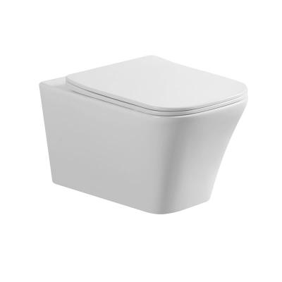 China Concealed High Quality Ceramic White Square Rimless Tank Washdown Wall Hung Toilet for sale