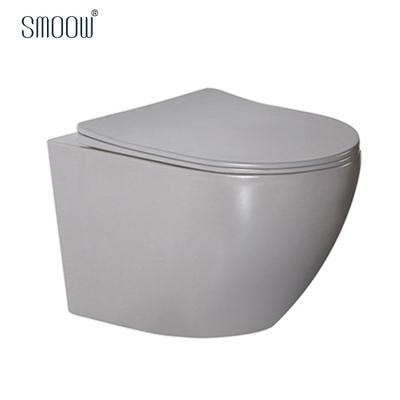 China Gray Modern One Piece Matt Color Wall Hung Toilet Ceramic Wall Mounted Bathroom 1 Set Hidden Flow Piping Element Wall Hanging Toilet Cistern for sale