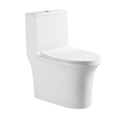 China Double-Flow Modern Style European Round Design Siphonic WC One-Piece Toilet With White Color for sale