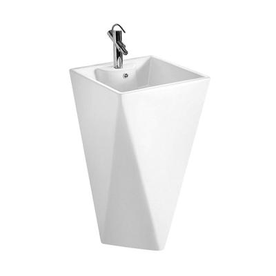 China Competitive Price Bathroom Sink Washing Smooth Pedestal Sink With Diamond Shape for sale