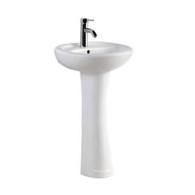 China Pedestal Wash Basin Quality Assurance Durable White Wash Ceramic Pedestal Pedestal Drops Soft Exterior Single Hole Modern Oval for sale