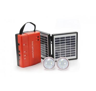 China Hot sale in Africa rechargeable 4W DIY solar lighting kits with 2 led light power bank for lighting phone charging for sale