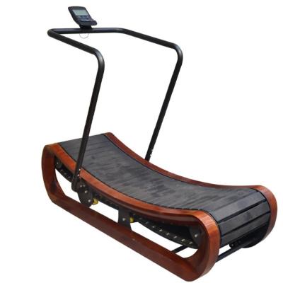 China Commercial Home Fitness Running Machine No Motor Unpowered Wooden Manual Curved Treadmill for sale