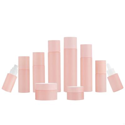 China Luxury Personal Care Pink 20ML 30ml 50ml Serum Glass Bottle With Dropper Lotion/100ml 120ml 150ML Lotion Pump/Toner Cylinder Bottle Glass for sale