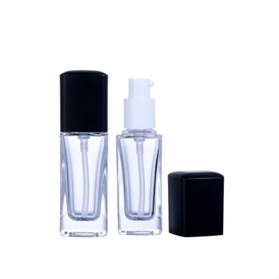 China Personal Care 30ml Glass Lotion Base Bottle Liquid BB Cream Bottle With Pump for sale