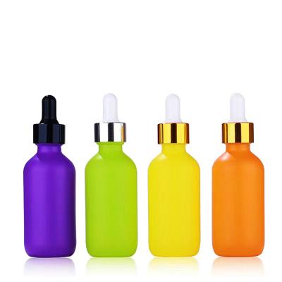 China Child Safety Hats Boston Round 1/2oz 1oz 2oz 4oz 8oz 16oz Amber Frosted Matte Color Glass Bottle For Serum/Essential Oil for sale