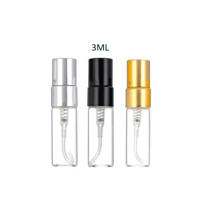 China Personal Care Cylinder Round 3ML 5ML 10ML Perfume Spray Bottle Atomizer Refillable Clear Glass Vials for sale