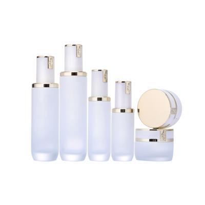 China Eco-friendly Recyclable Matt Frosted Glass Pump Bottle 30ML 40ML 100ML 120ML White Glass Cosmetic Serum Dropper Bottle for sale