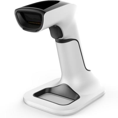 China 1D 2D USB BT Omnidirectional Handheld Barcode Scanner with Stand for Supermarket A4 Payment for sale